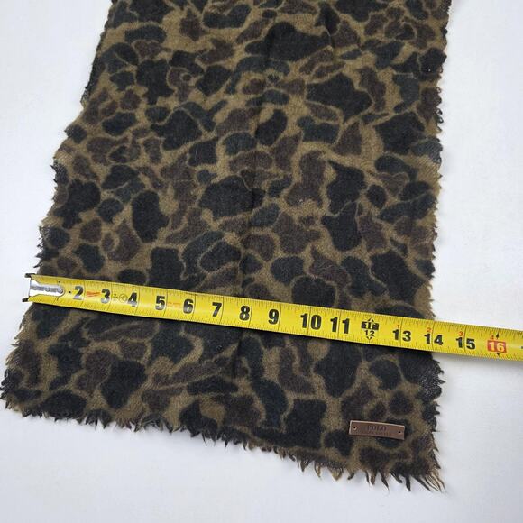 Polo Ralph Lauren Wool Scarf Mens Leopard Print Brown Black Fringe Warm Soft - Picture 7 of 9